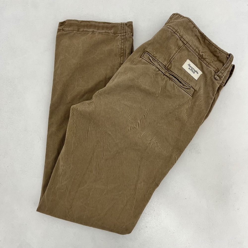 Abercrombie & Fitch Mens W29 L30 Chino Pants Brown Button Fly Mid‎ Rise Trousers